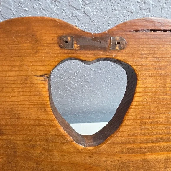 Vintage Rustic Pine Wood Wall Shelf with Heart Cutout and Single Peg Brown - Picture 9 of 11